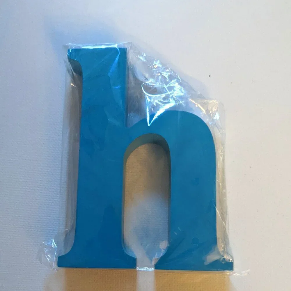 NWT Turquoise Blue Letter 'h' Wood Alphabet Sign Geo Pop Michael's Wall Decor - Picture 1 of 2